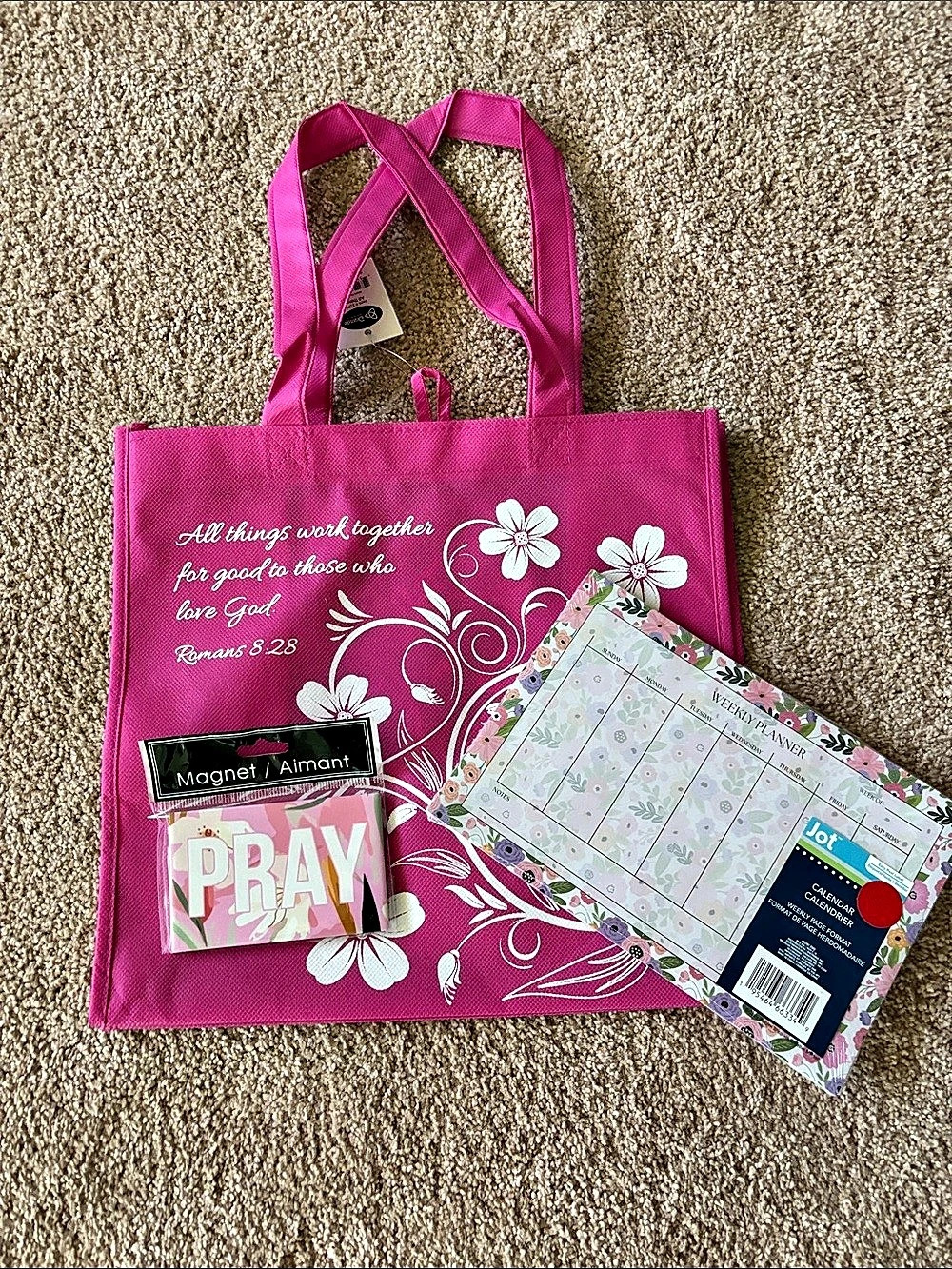 NWT Floral Tote & Weekly Planner PRAY Magnetic - Picture 2 of 8